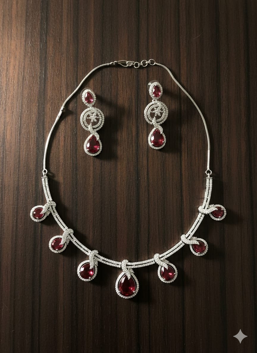 AD Necklace Set Red