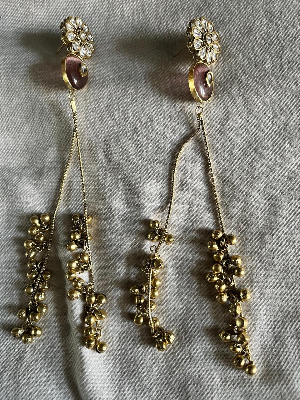 Kashmiri Jhumkas Latkan Magenta